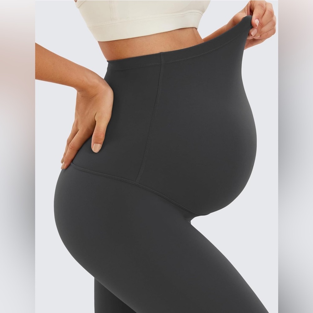 CRZ YOGA Maternity High-Waist Leggings in Charcoal Gray - Picture 3 of 6